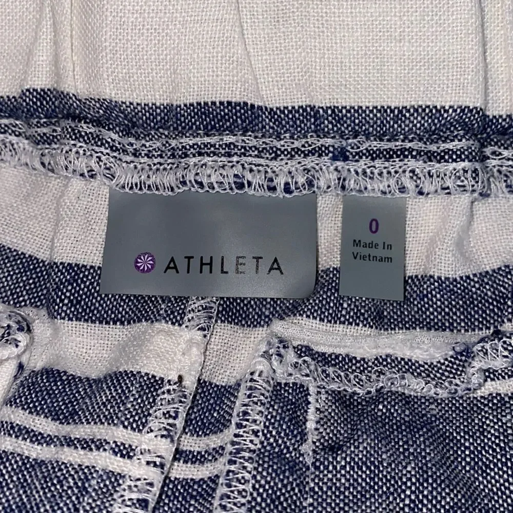 ATHLETA Blue and White Linen Shorts-0